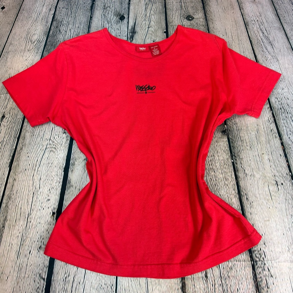 Mossimo Vintage Early 00s Y2K Target Women's Red T-Shirt 100% Cotton Size Large